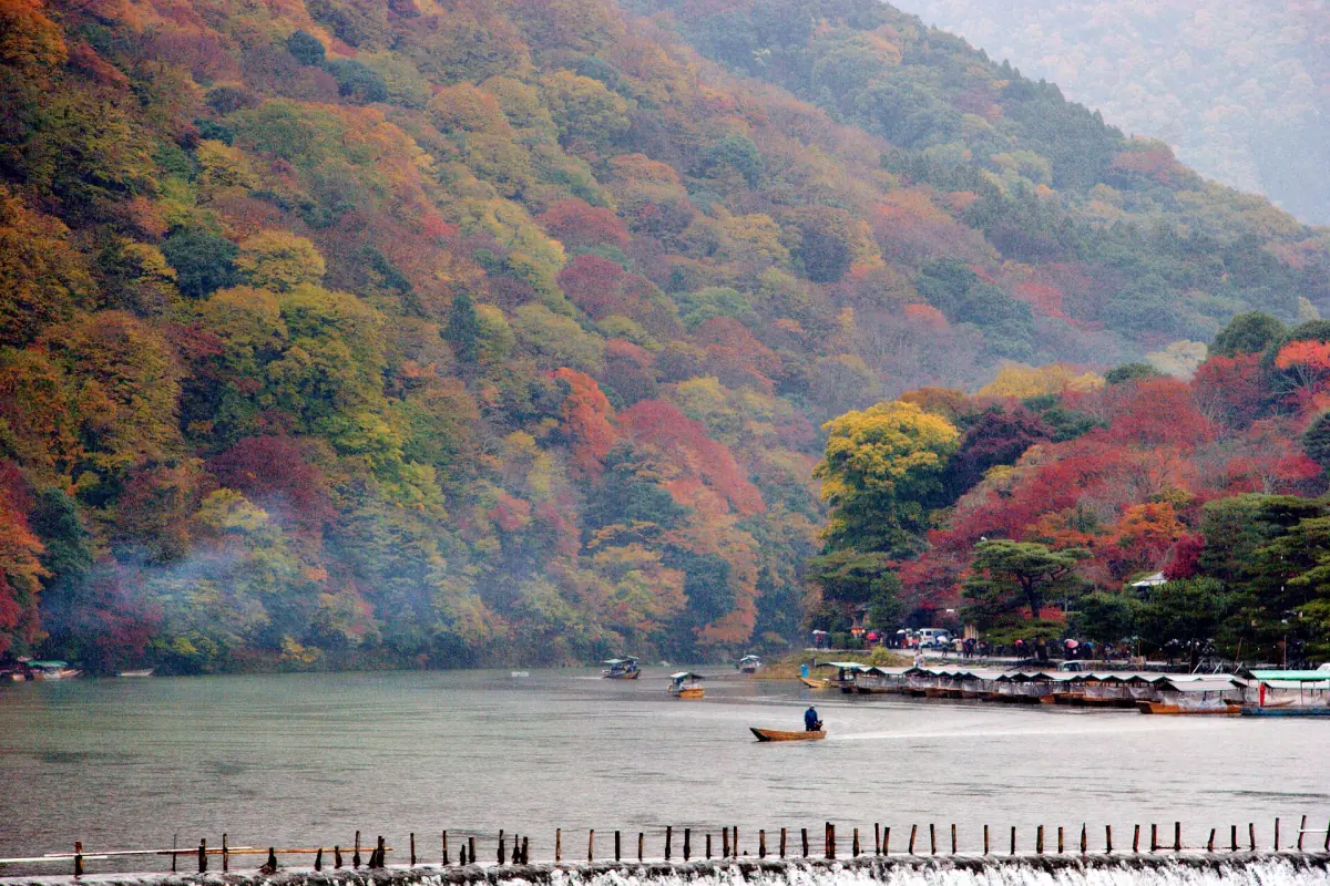 The Arashiyama hills above the river