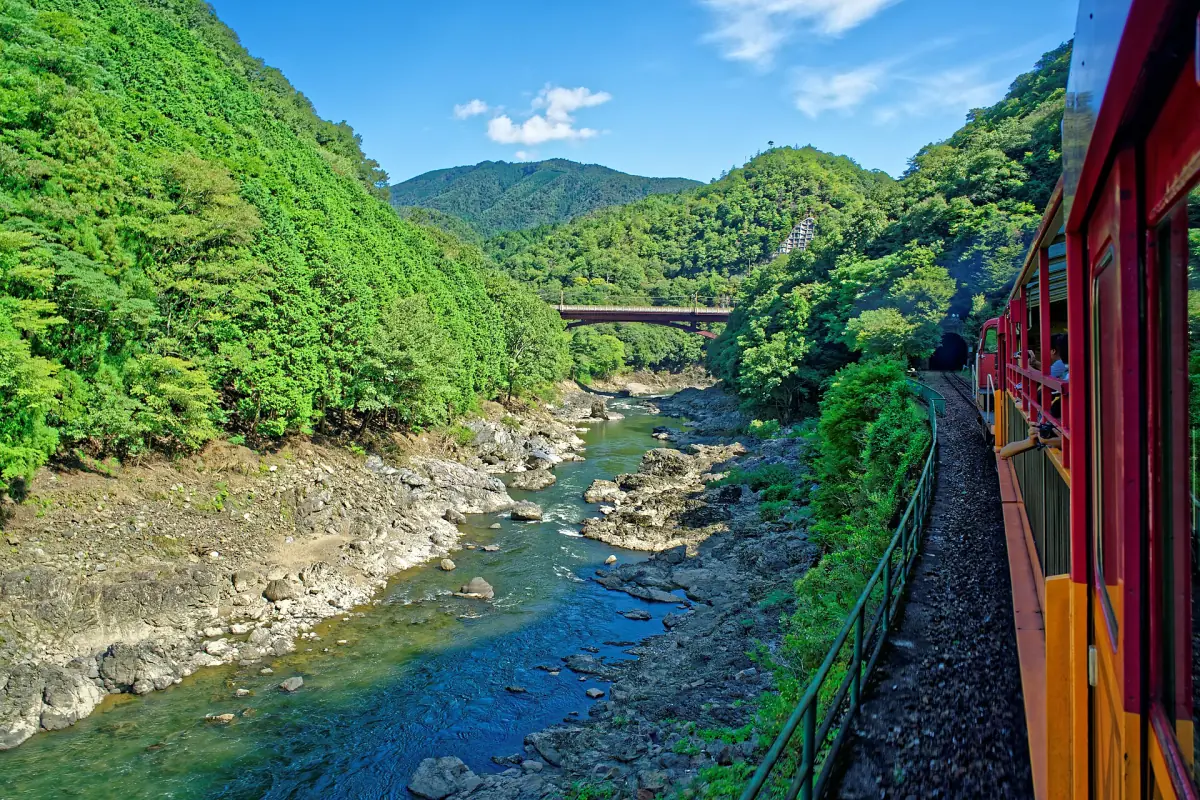 The Hozu gorge seen from the Sagano train