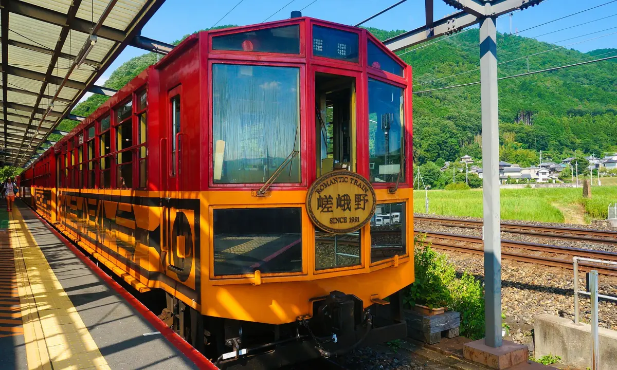 A Sagano Romantic Train at a station