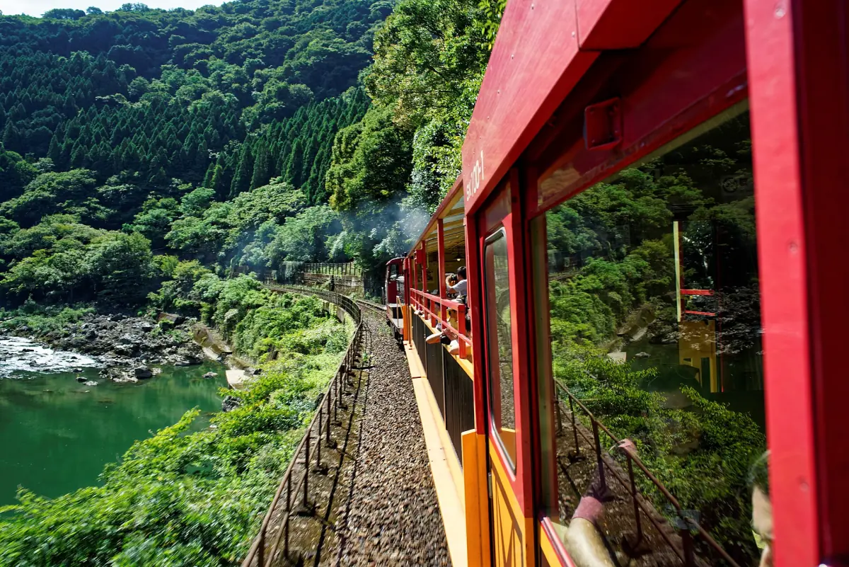 View of the Hozu River from the open train
